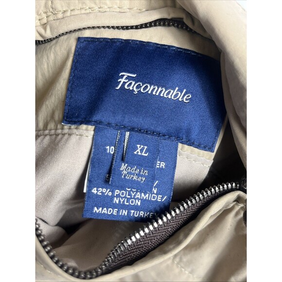 FACONNABLE Vest  XL Khaki Tan/Brown Leather Reversible Full Zip Quilted - Picture 4 of 10